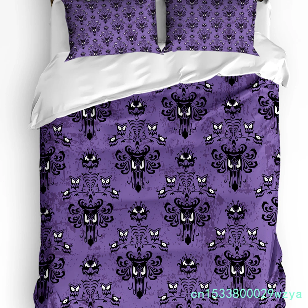 Halloween Haunted Mansion Purple Black Duvet Cover With Pillow Case Custom 3pcs Bedding Set Quilt Cover Double Bed Home Textile