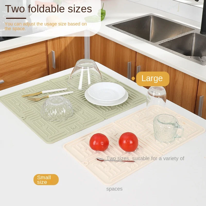 Silicone Drain Pad Anti-scalding Heat Insulation Pad Kitchen Countertop Protection Pad Drain Anti-slip Large Pot Pad Coaster