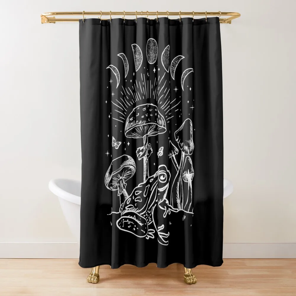 

Dark Academia Frog and Mushroom: Cottagecore Aesthetic with Goth Mystique, Alternative Edge, Forest Psychedelic N Shower Curtain