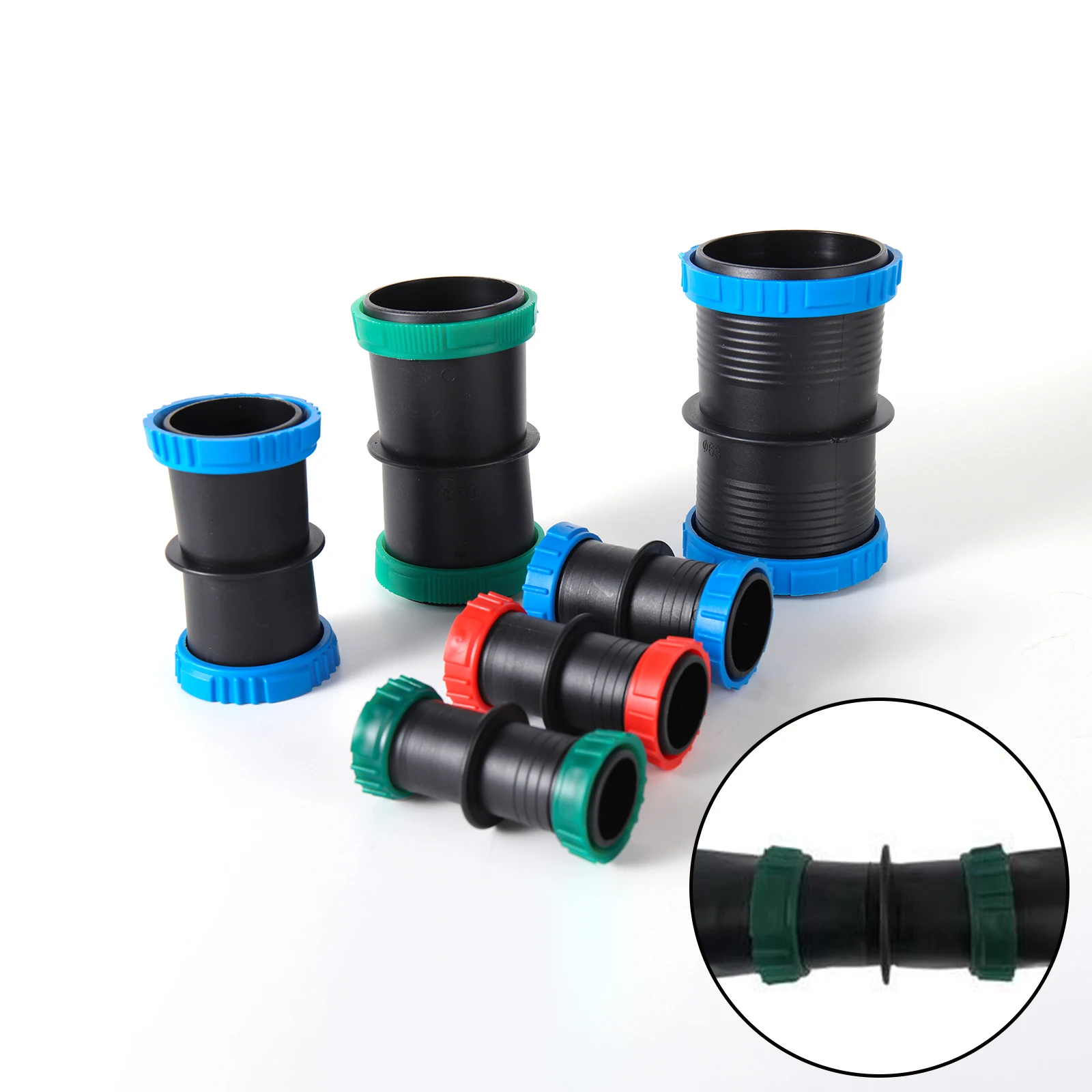 3pcs Drip Irrigation Pull Ring Straight Drip Irrigation Connector 25/28/32/40/50/63mm Hose With Drip Irrigation Belt Pipe Fittin