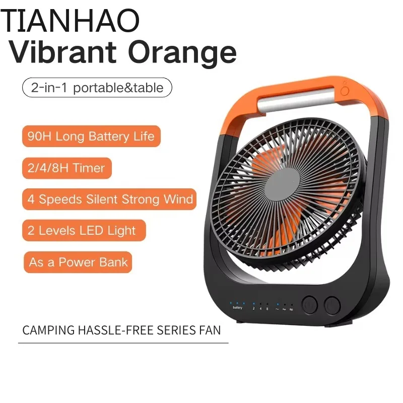 Camping Fan with Light Timing Removable Fan Guard Portable Desk Fan as a Power Bank for Outdoor Home 10000/20000MAH