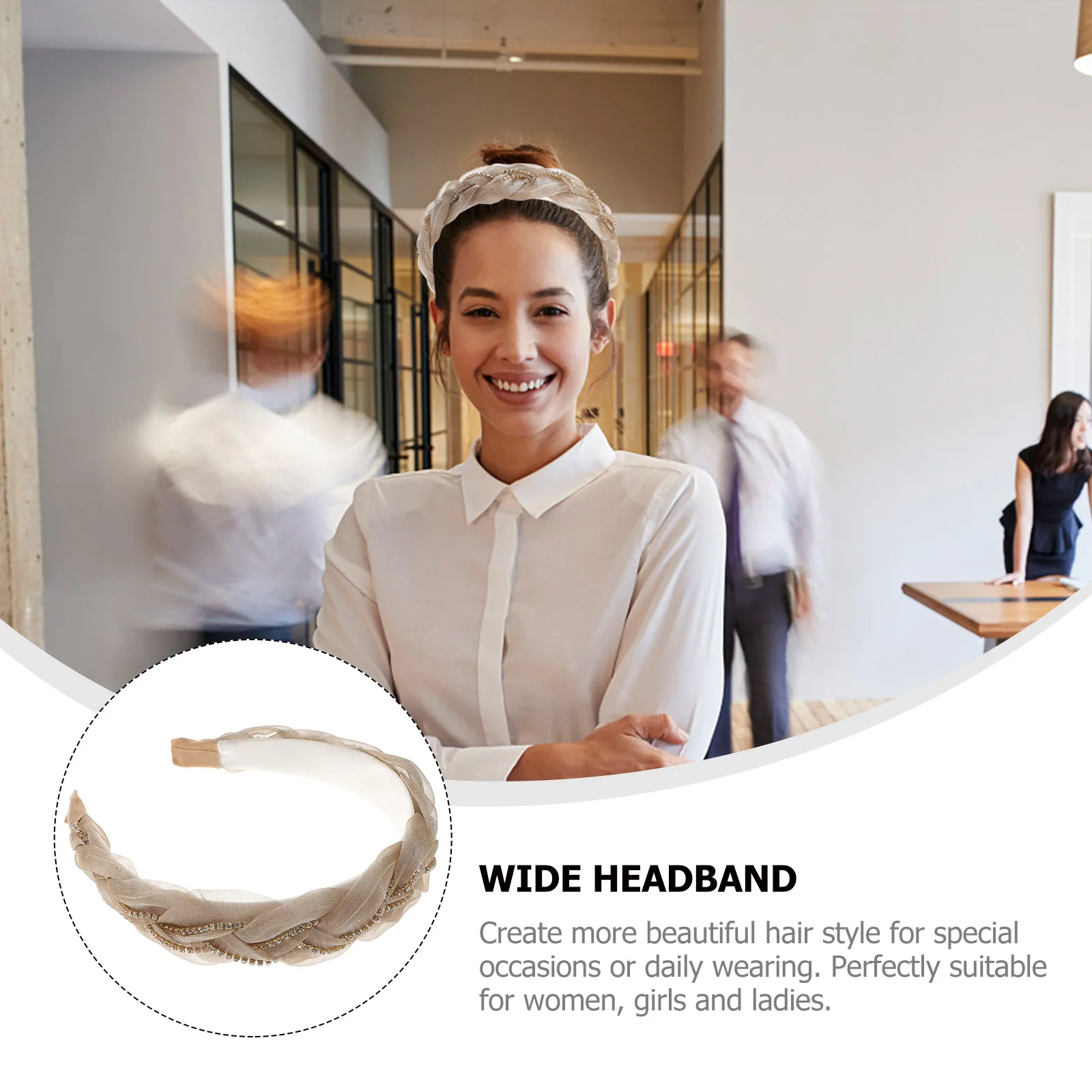 

Rhinestone Organza Headband Fashion Hair Accessory Party Headdress Elegant Headwear Women Girls