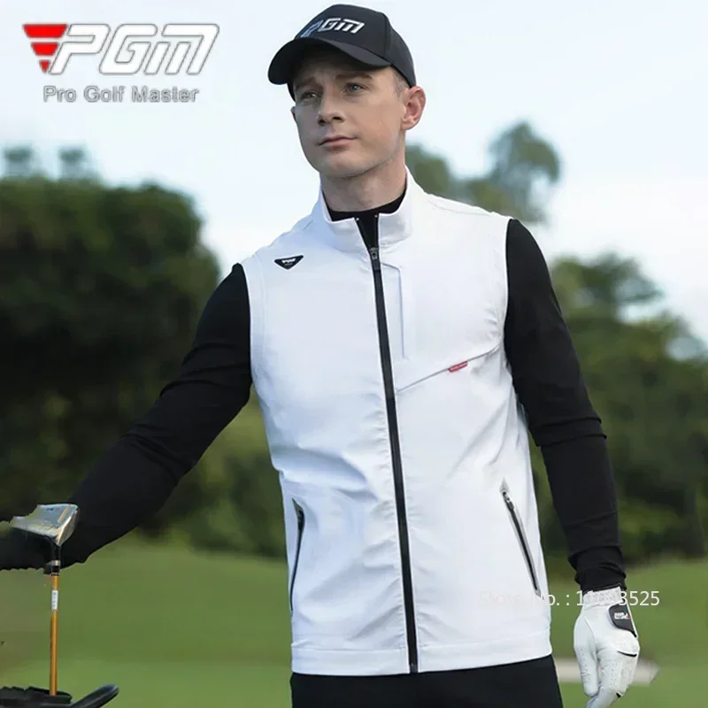 PGM Golf Vest Rain Proof Stand Collar Men Coat Fall Winter Clothing Male Sleeveless Windproof Jacket Casual Fit Waistcoat M-XXL