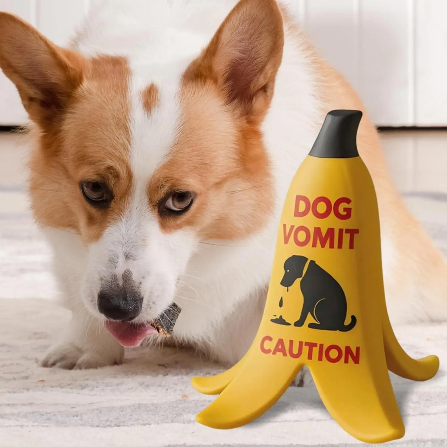 Banana Shaped Cat Vomit Caution Sign Funny Pet Floor Reminder Stand‑up Ornament Creative Home Decor Practical Gift For Multi‑cat