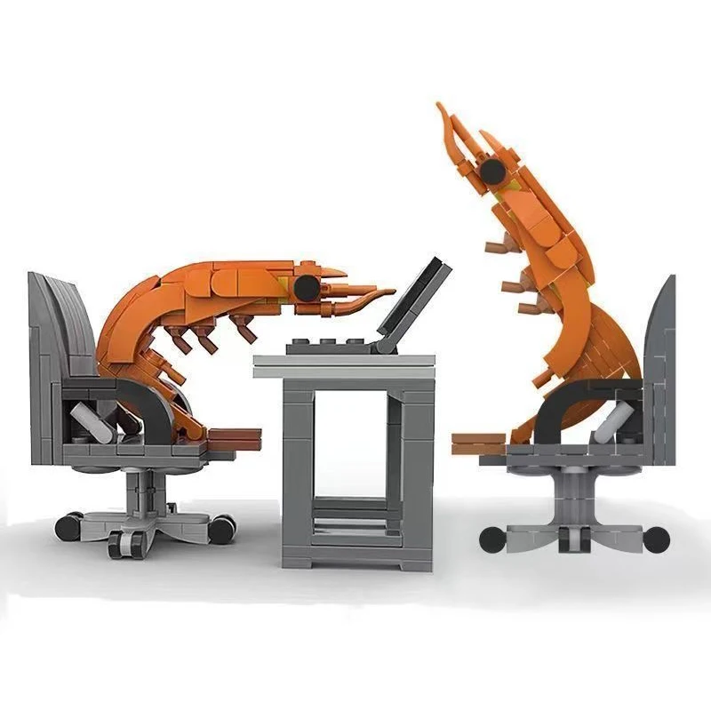 MOC Bouwstenen Garnalen Hard Werk Kantoor Beeldjes Model Assemblage Speelgoed Stad Bricks Prank Set Cadeau voor Jongen en Meisje Kinderen Volwassen