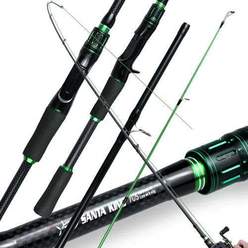 SantaKing-caña de pescar ultraligera de carbono, 1,8 m/2,1 m, con mango de EVA, anillo guía de porcelana, diseño portátil de 4 secciones/5 secciones