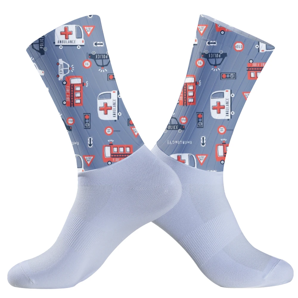 Chaussettes de compression de vélo respirantes, chaussettes de cyclisme professionnelles, sports de plein air, été