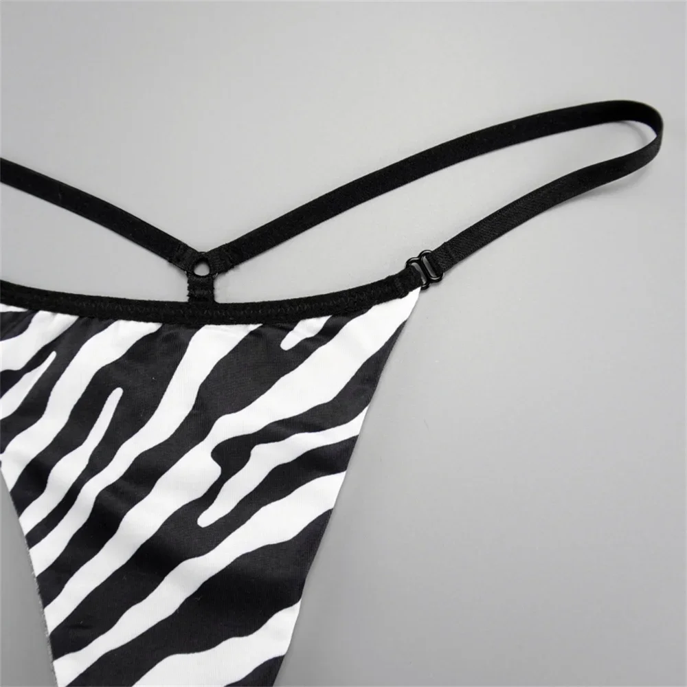 2 ks/sada dámských kalhotek s leopardím/zebrovým/maskáčovým potiskem, tričko na zádech, sportovní, dámské bezešvé bavlněné tanga, prodyšné, pohodlné - náhled 6