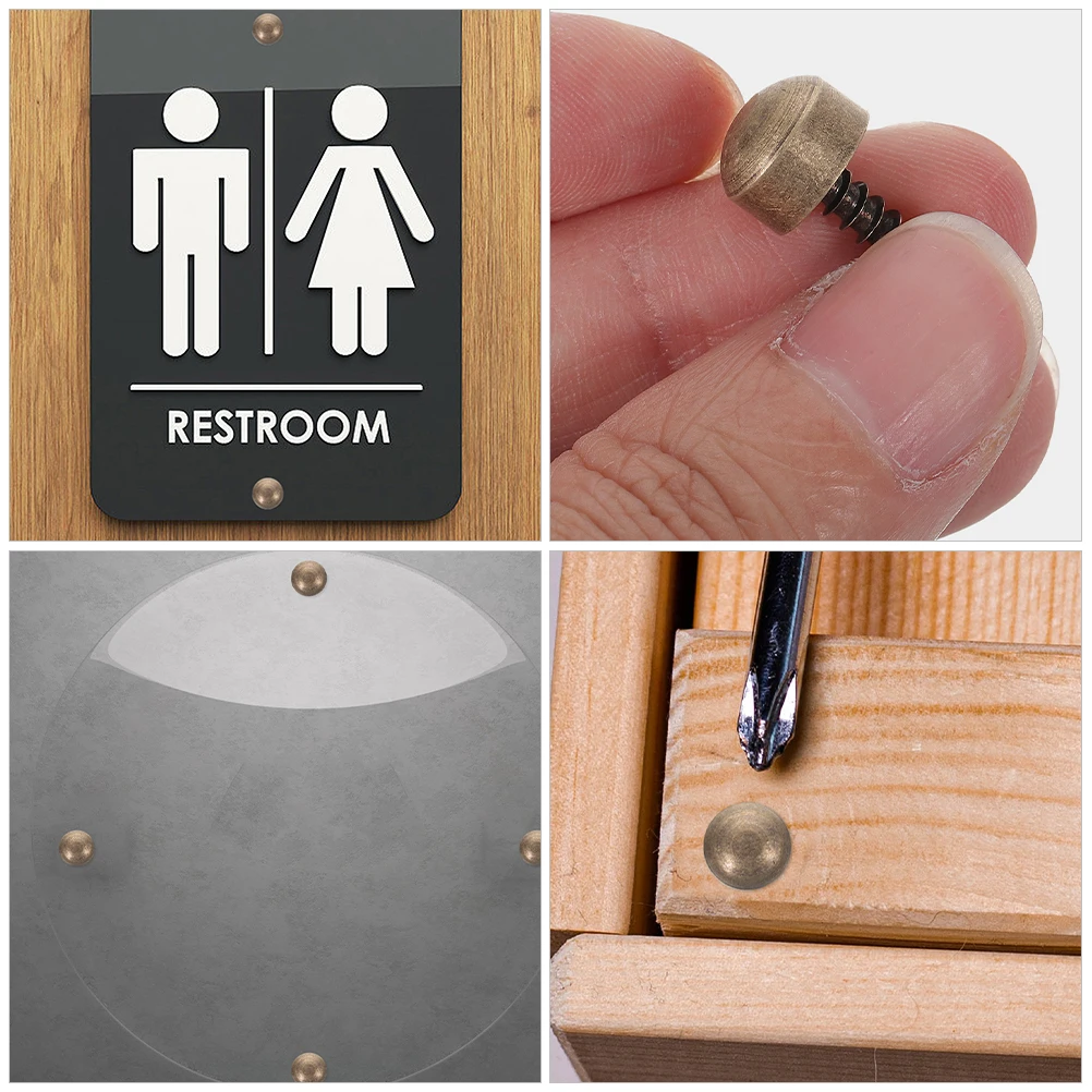 

24 шт. латунный декоративный колпачок для зеркала, медные крепления, настенные светильники, прочный саморезной изогнутый дизайн, дерево с колпачками