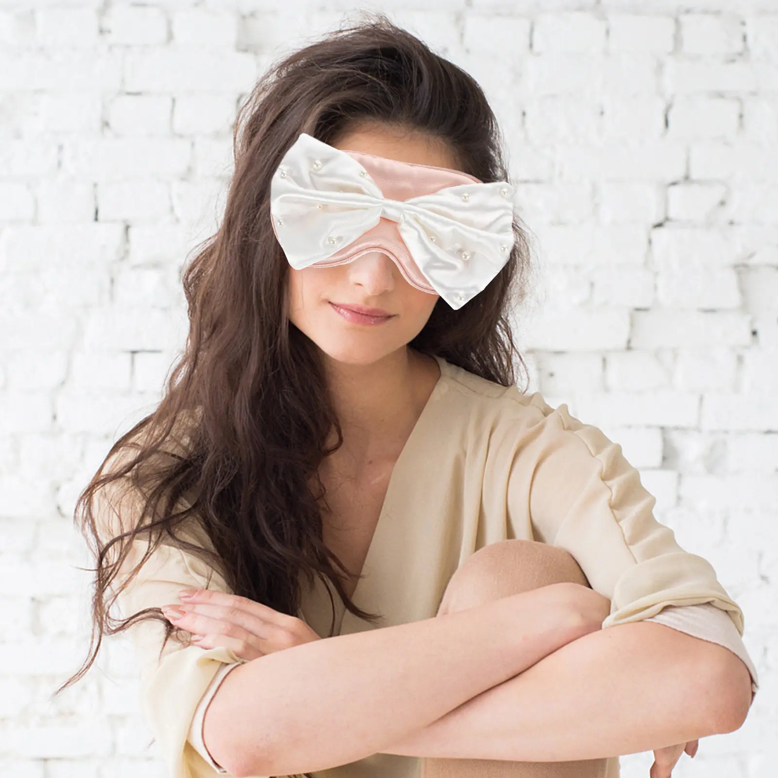 Pearl Bow Eye Patch Comfortable Lightweight Sleep Blinder for Women Soft Supple Eye Shade Home Sleeping Women Blinder