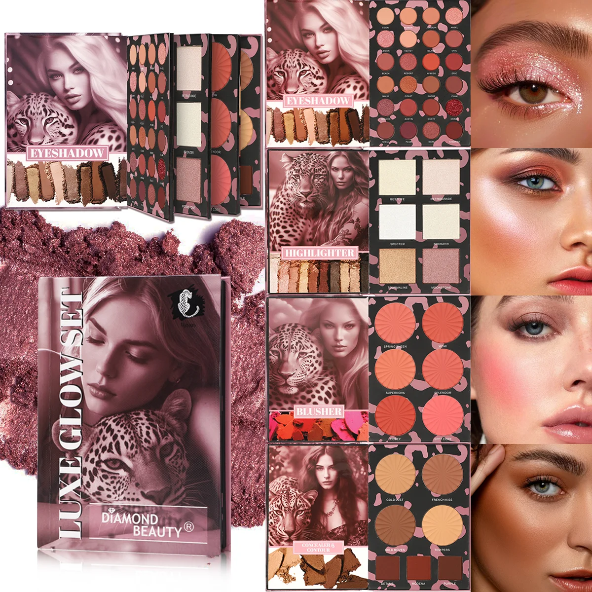 43 Color Leopard Eye Shadow Powder Blusher Highlight Color Makeup Plate Integrates Eye Shadow Highlight Powder Blusher Dressing