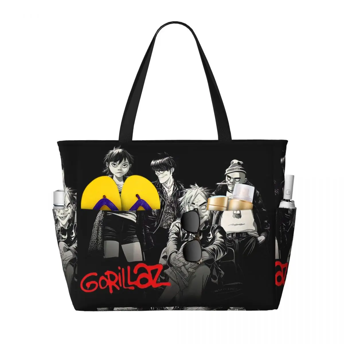 

Сумка-тоут Gorillaz Music Band в готическом стиле для пляжа, спорта, тренажерного зала, йоги, большая сумка-тоут, женская дорожная сумка, сумка для фитнеса