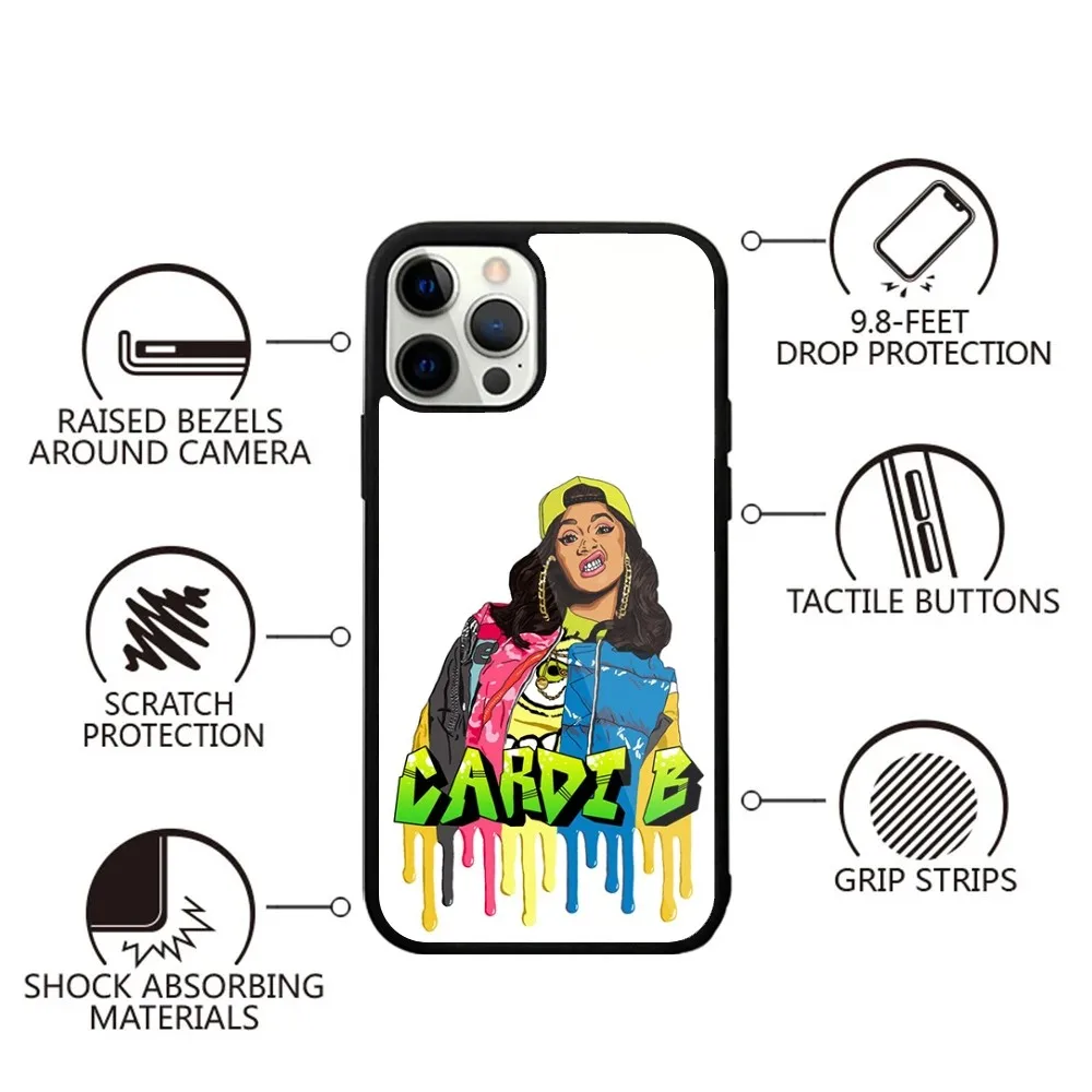 Singer C-Cardi B Phone Case For iPhone 16,15,14,13,12,11,Plus,Pro,Max,Mini Magsafe Magnetic Wireless Charging