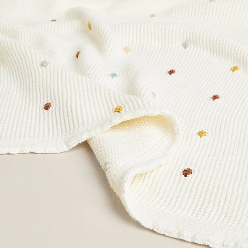 Knit Blanket Super Soft Soft Cotton Knitted Receiving Blanket Swaddle for Infants Boy Gril 70×100cm/27.6x39in