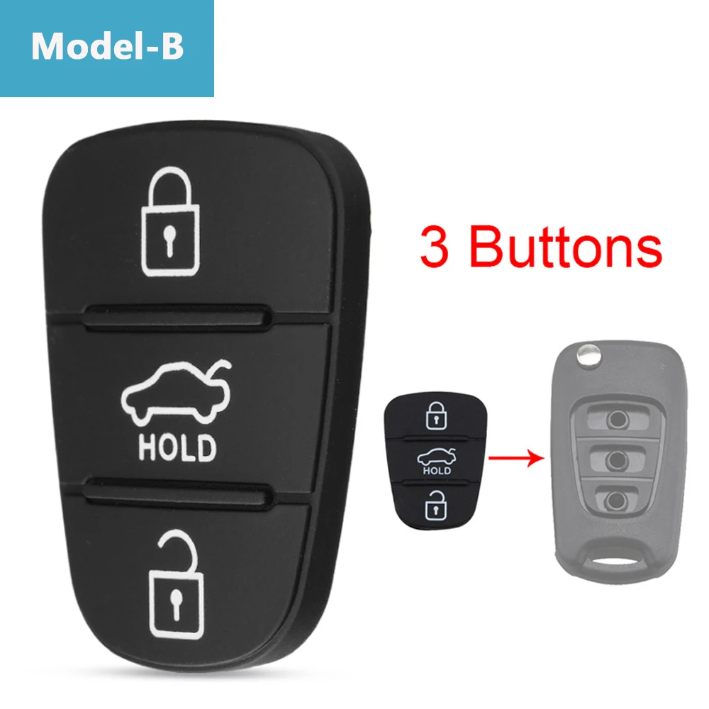 3 Buttons Remote Car Key Shell Fob Rubber Pad for Hyundai Solaris Accent Tucson l10 l20 l30 IX35 Kia K2 K5 Rio Ceed Key Case