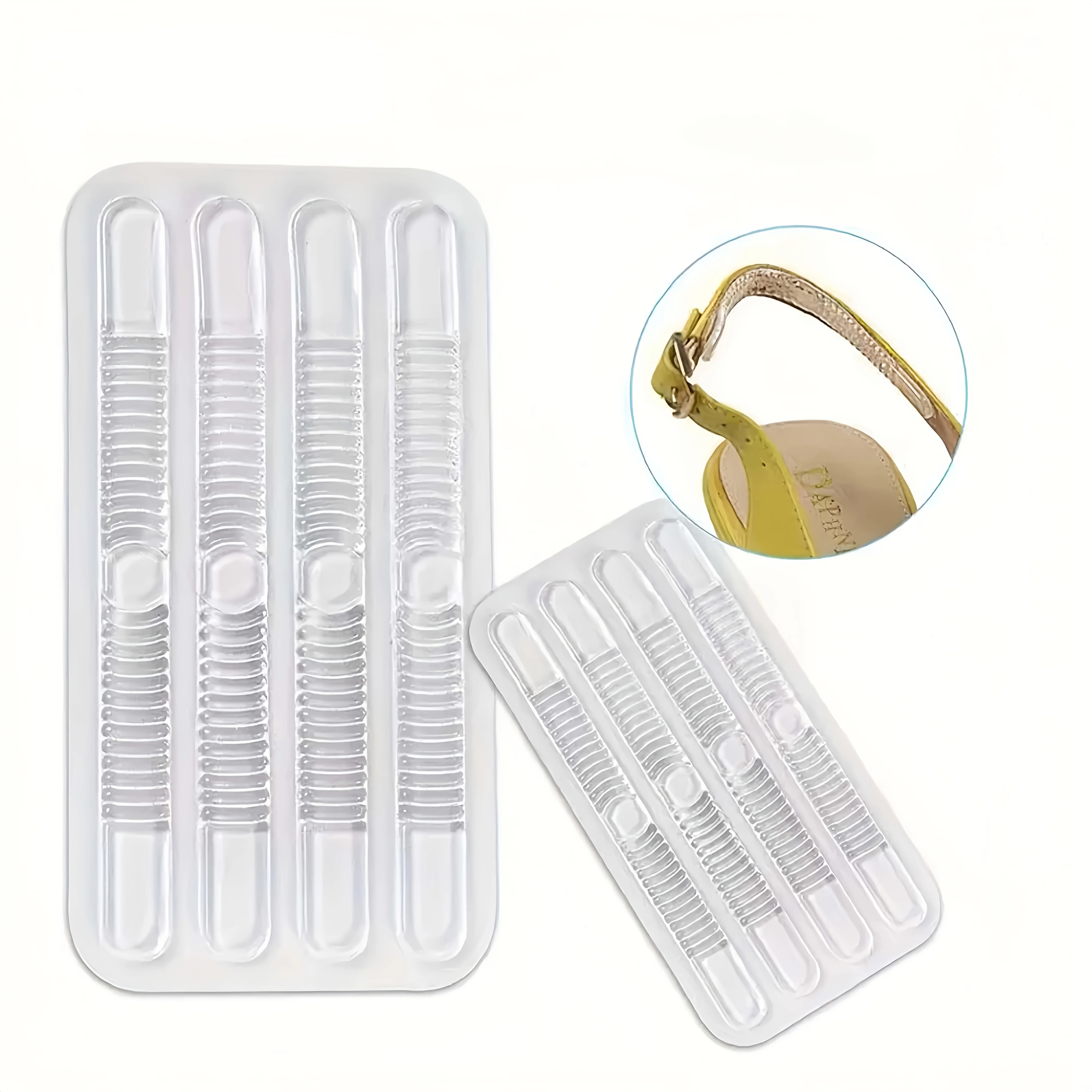 4PCS Transparent Silicone Anti Slip Strips for Heels Insoles Soft Shoes Heel Grips Cushion Pad Avoid Grinding Feet for Sandals