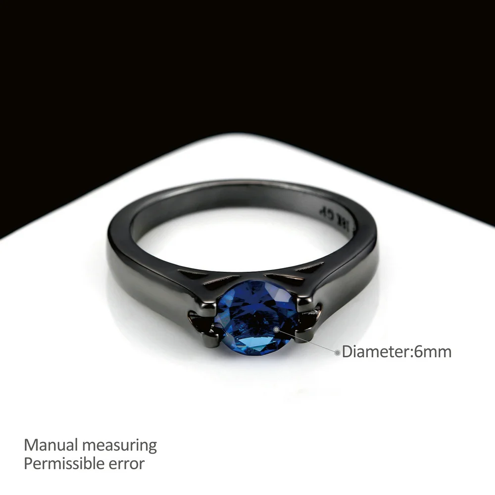 خاتم كريستال دائري للنساء ، خاتم بسيط ، لون اسود وذهبي ، ماركة مجوهرات احتفالية ، هدية DFR621 #4