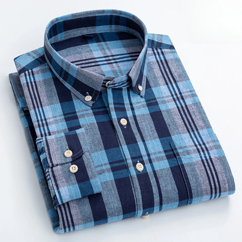New in shirt Linen cotton Long-sleeve shirts for men slim fit Casual plain shirt designer white Fashion korean plaid clothes