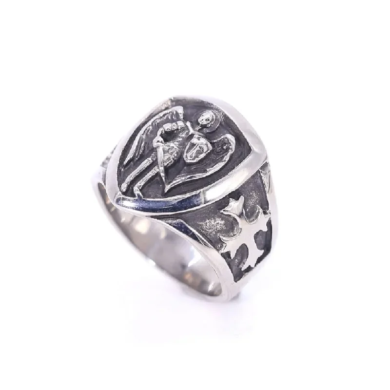 

Stainless Steel Archangel Saint Michael Ring Knights Templar Commandery Ring The Archangel Cross Punk Ring
