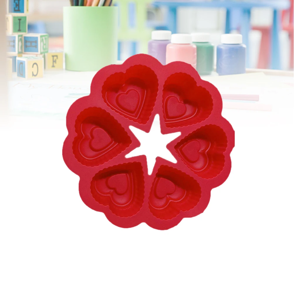 

6 Cavities Heart Shaped Cake Molds Premium Silicone Non Toxic Chocolate Cake Pudding Jelly Crafts Wedding