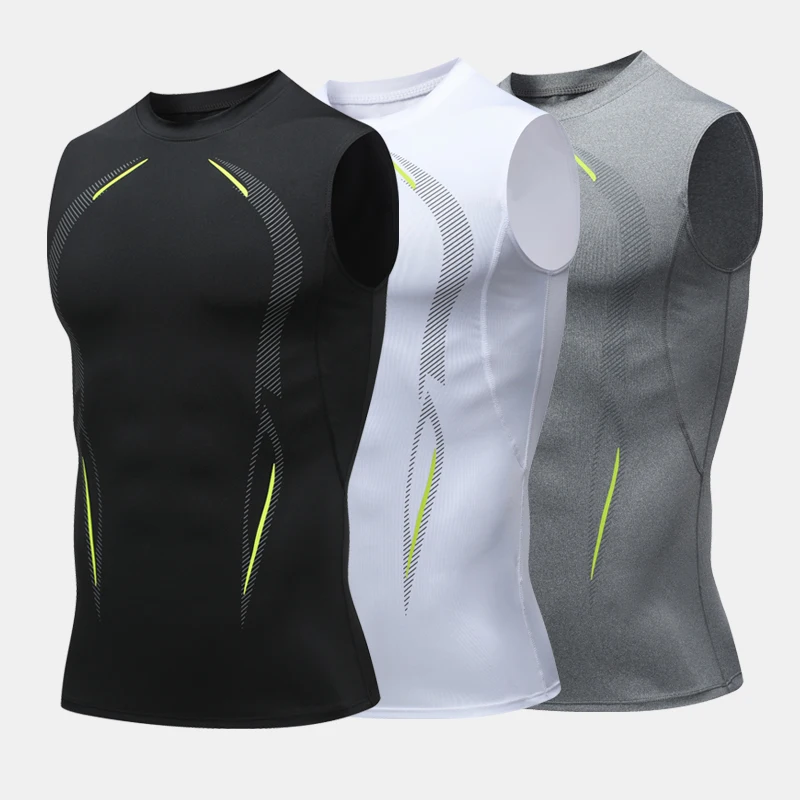 Compression Tank Top Men Running Gym Shirt Sleeveless Quick Dry Sportswear Male Fitness Bodybuilding Vest Workout Muscle Top image 3
