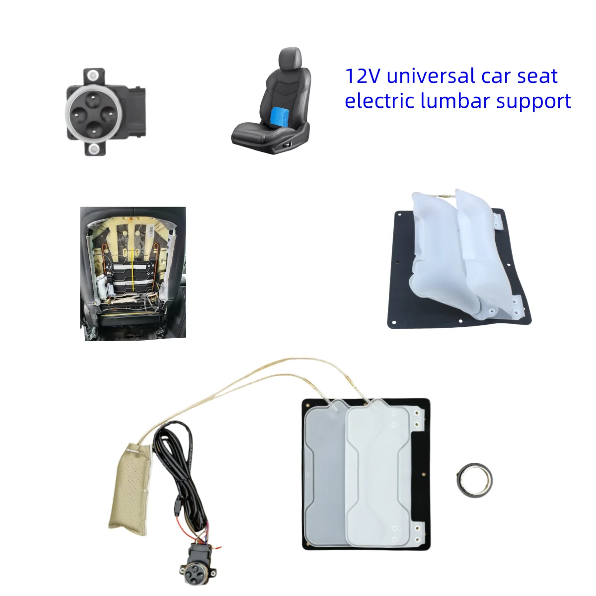 electric seat air bladder pillow lumbar support Car auto four way seat back headrest waist pillow back support cover universal