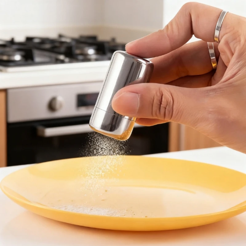 قطعتان من برطمانات توابل صغيرة من الفولاذ المقاوم للصدأ، هزازات ملح وفلفل خارجية محمولة