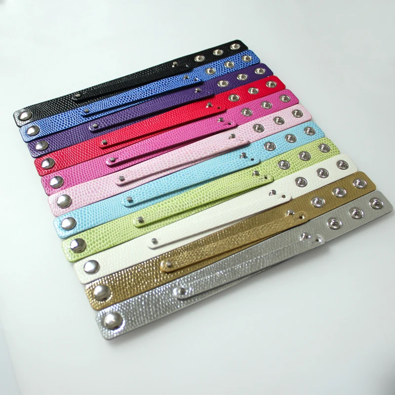 10PC/lot 18mm wide / 21cm length PU Leather Wristband Bracelet With 8MM Slide Bar Fit For 8mm slide letter charms