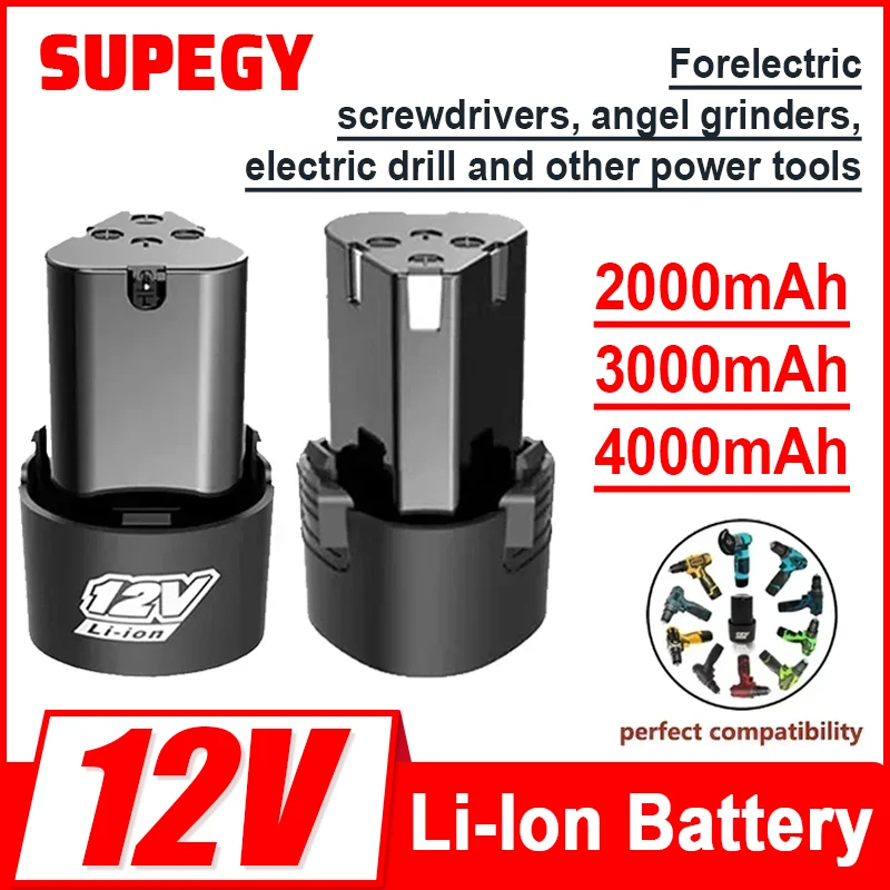 12V 2.0Ah/3.0Ah/4.0Ah Universal Rechargeable Lithium Battery Suitable for Electric Drill Screwdrivers Angle Grinders Tools