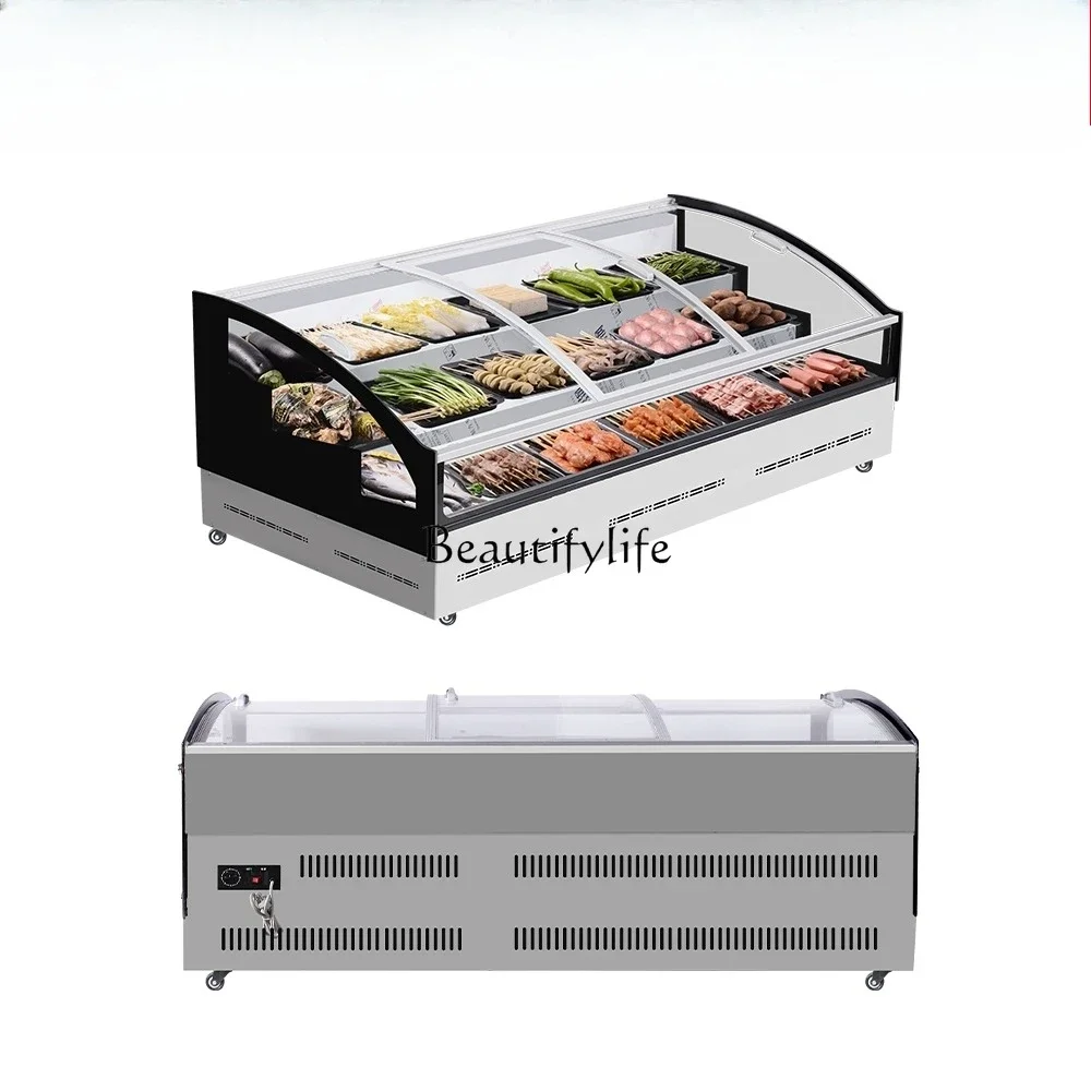1Fried skewers, barbecue cold dishes, commercial desktop three-step refrigerated and fresh-keeping display cabinet