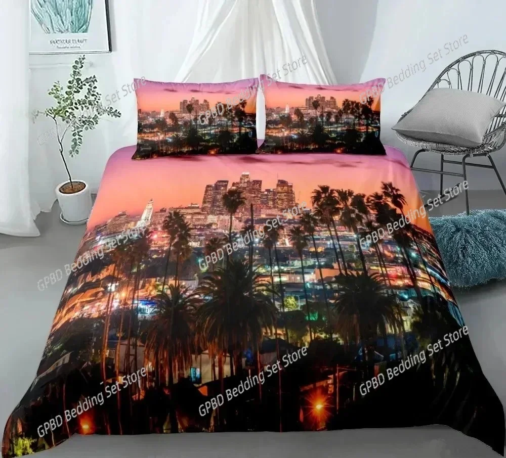 3D Print New York City Night View Bedding Set 3D Printed Suitable for Bedroom Duvet Cover Set With Pillowcases Kids Home Textile