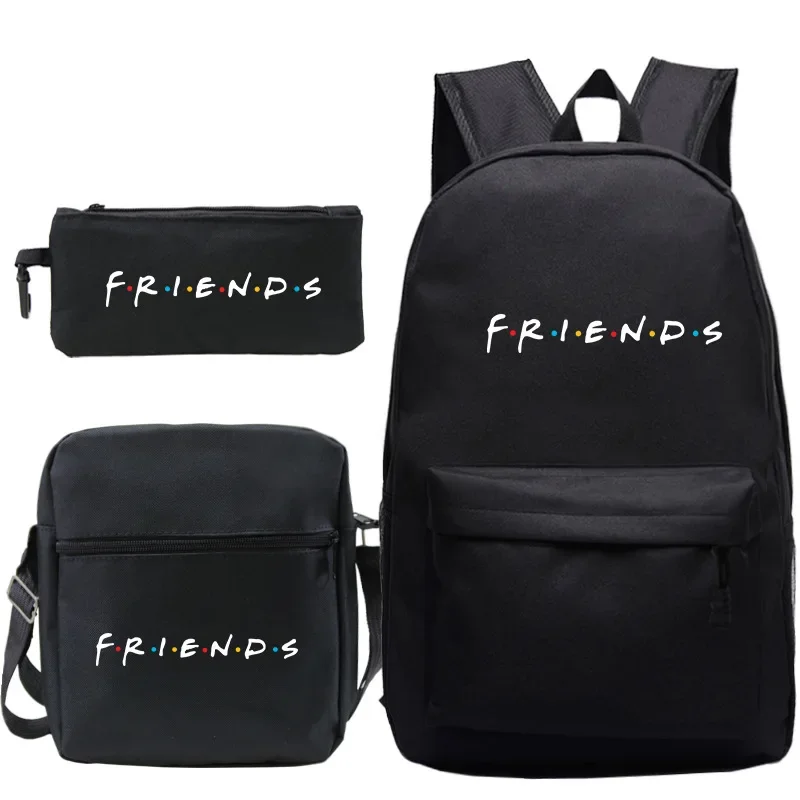 

3pcs Set Friends TV Series Anime School Backpacks Cool Schoolbag Student Shoulder Bag for Boy Pen Pencil Bags