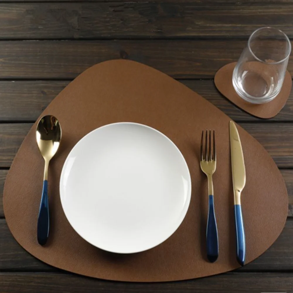 1/4/6 conjuntos de placemats de couro falso irregular conjunto à prova de óleo tapetes de lugar impermeáveis para mesas de bistrô de cozinha bares mesa de jantar