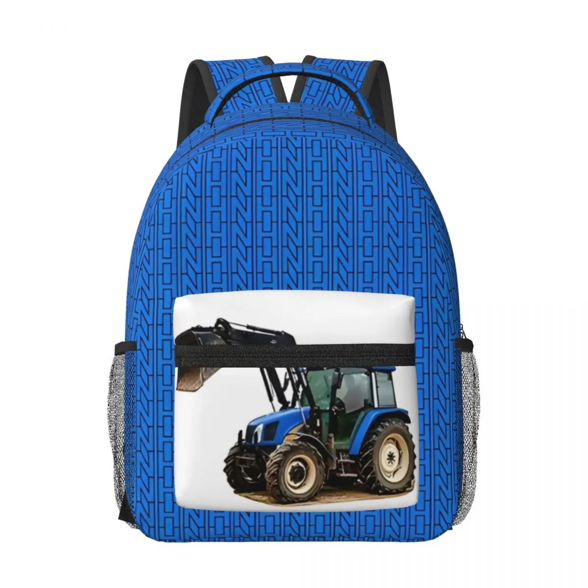 Blue Tractor Printed Lightweight Casual Schoolbag For School, Outdoor, Shopping, Office 17in