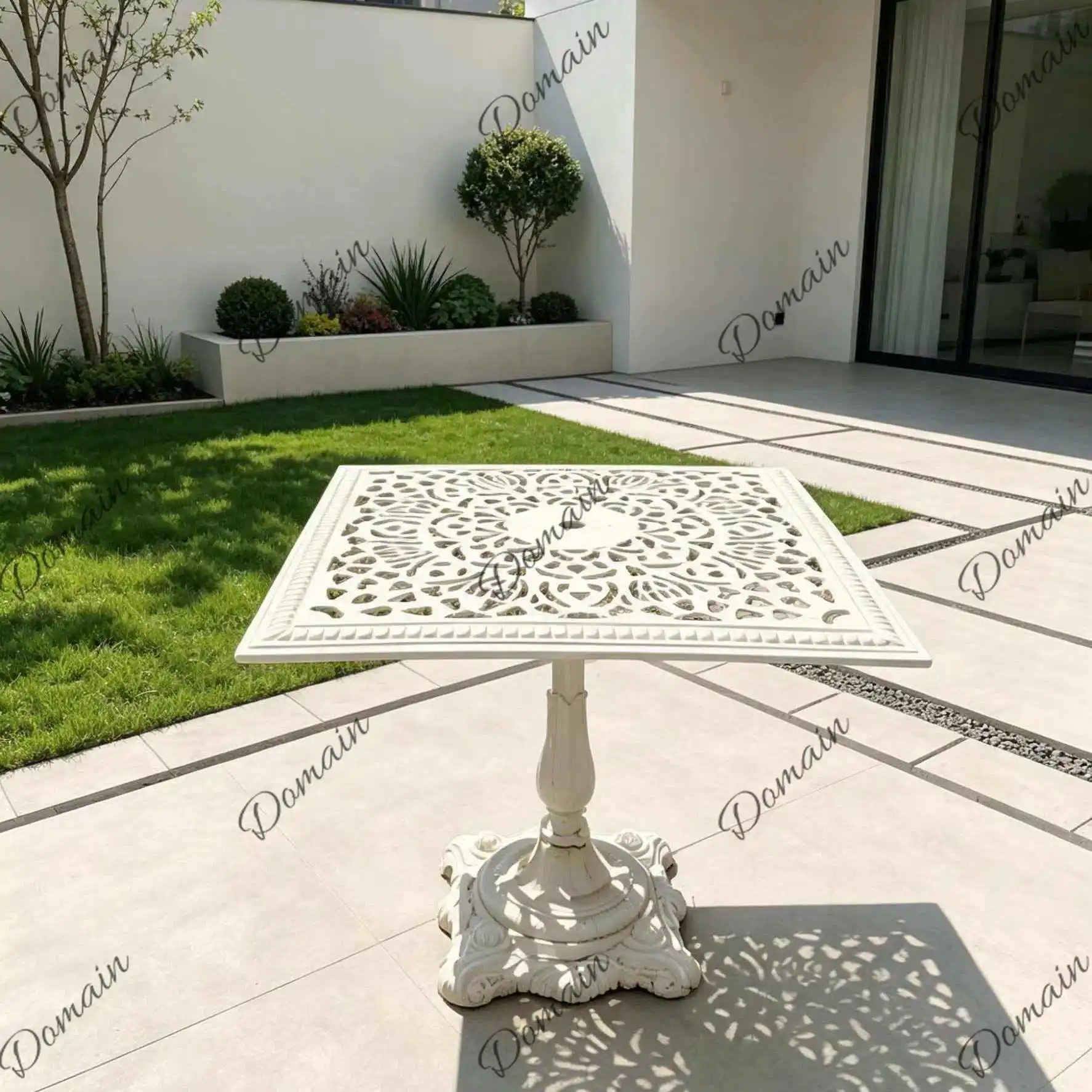 Baiya Craft Cast Iron Table Square Decorative Patio Garden Ornament Vintage Outdoor Balcony Decor