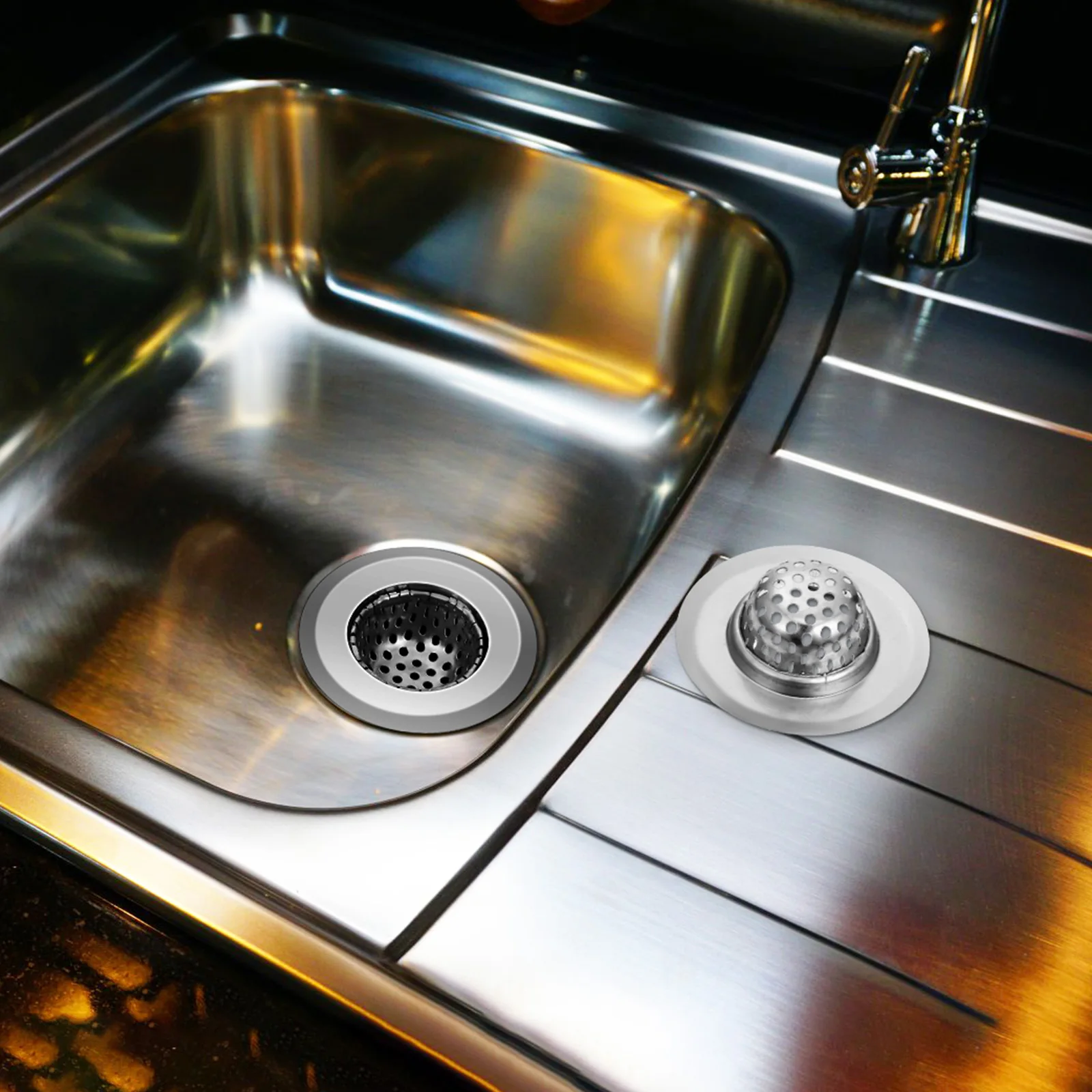 3 pçs filtros de pia de aço inoxidável filtro de malha fina para cozinha e pia do banheiro dreno resíduos filtragem ajuste apertado design