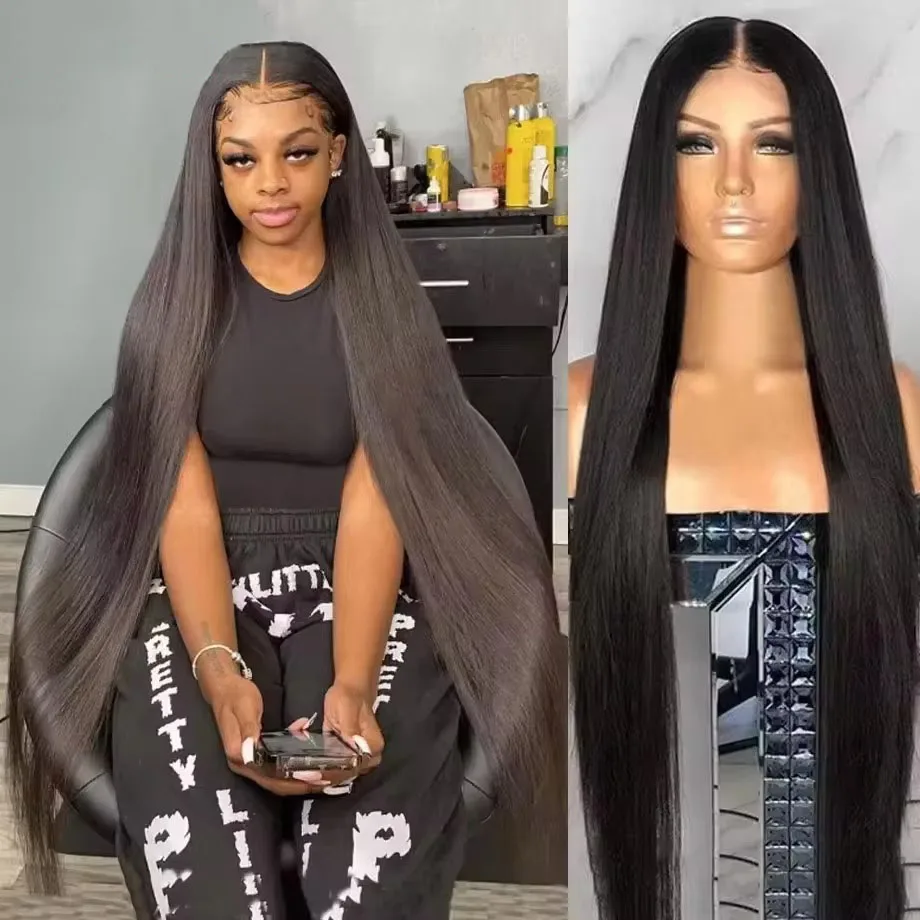 

30 40 дюймов 13x4 HD Прямые парики фронта шнурка для чернокожих женщин Предварительно выщипанные с детскими волосами Фронтальные 13x6 Бразильские парики из человеческих волос