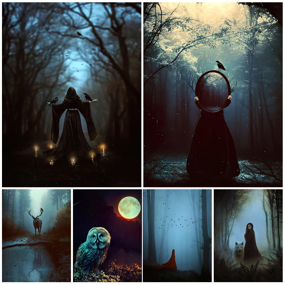 

The Dark Magic Forest Print Art Canvas Poster For Living Room Decor Home Wall Picture