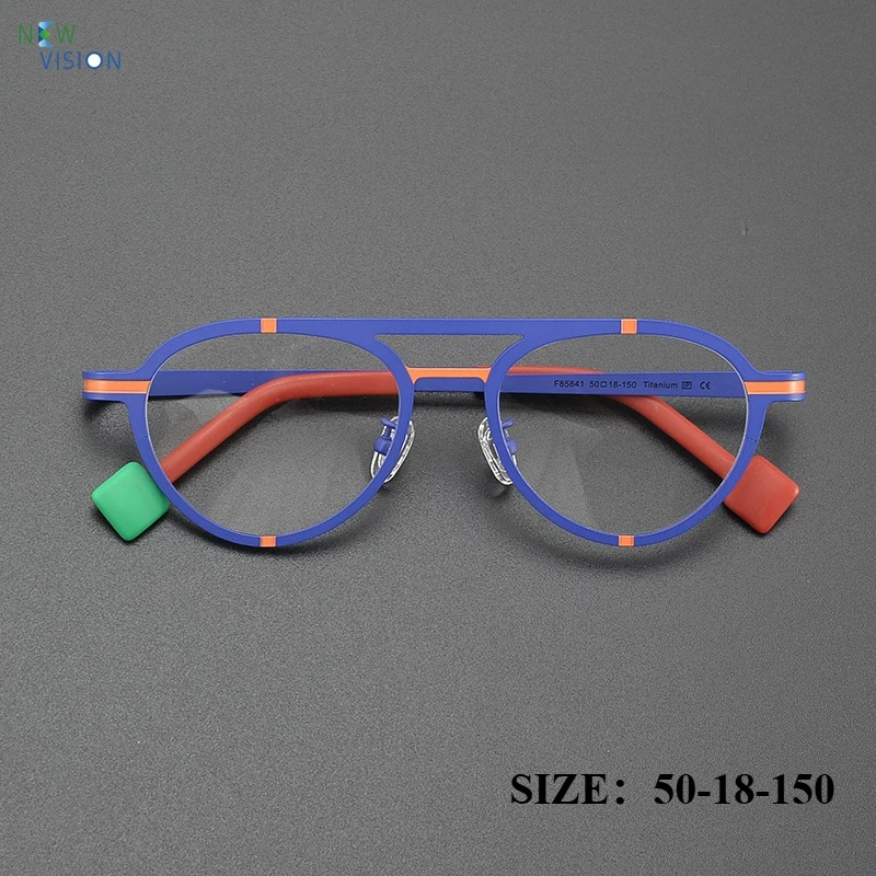 

Ретро-очки из чистого титана, круглые, ультралегкие, с двойной оправой, для женщин и мужчин, оптические, для коррекции близорукости, по рецепту