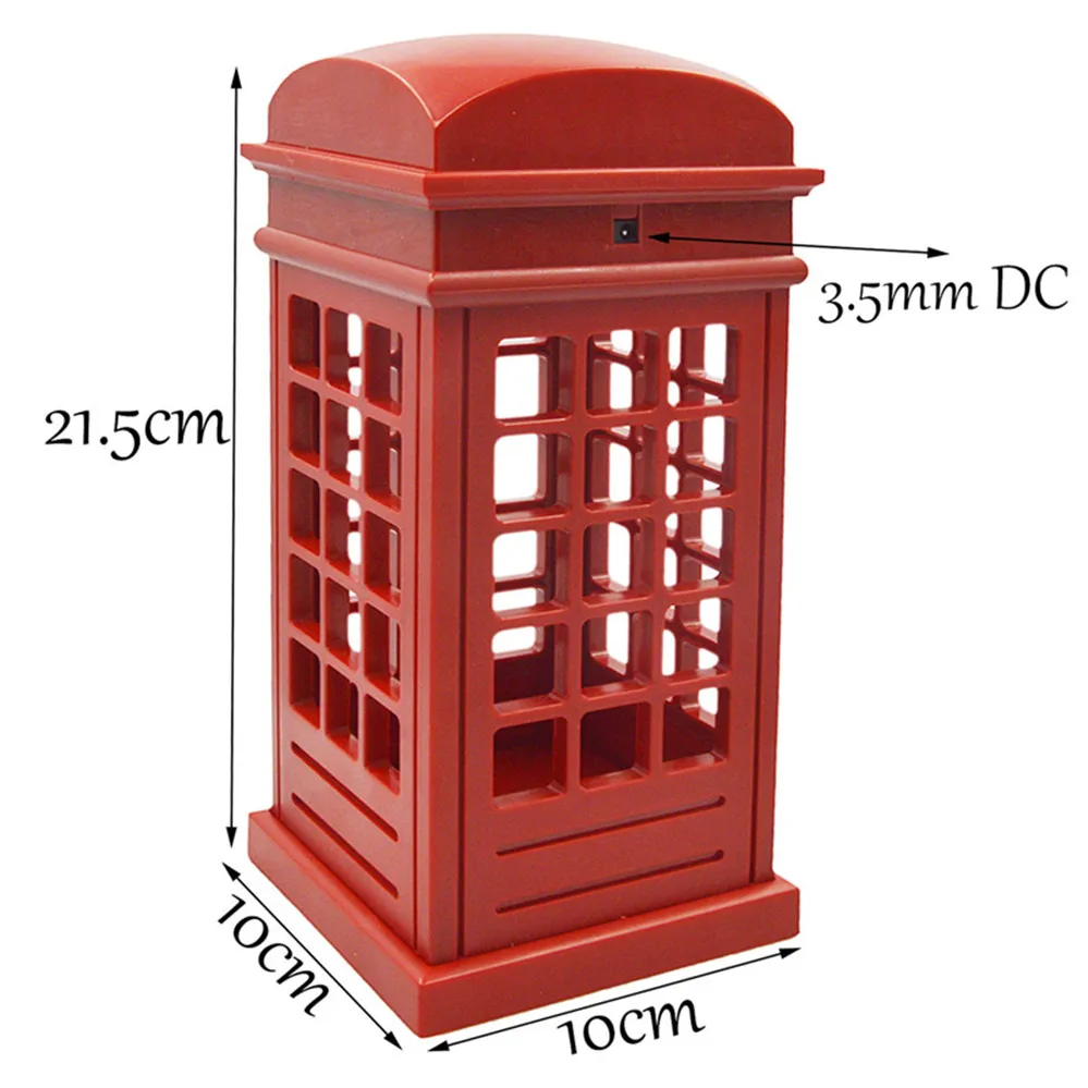 Creative ABS London Red Telephone Booth Night Light USB Rechargeable LED Bedside Table Lamp