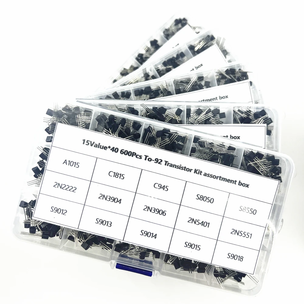 600Pcs TO-92 Transistor Kit assortment box A1015 C1815 S8050 8550 9012 9013 2N2222 3904 3906 C945 PNP/NPN Triode electronics Kit