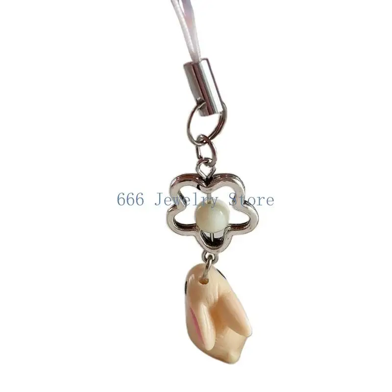 F2TD Bowknot Heart Keychain Rabbit Phone Lanyard Bowknot Flower Charm Phone Strap Backpack Charm Sweet Cool Y2K Keyring