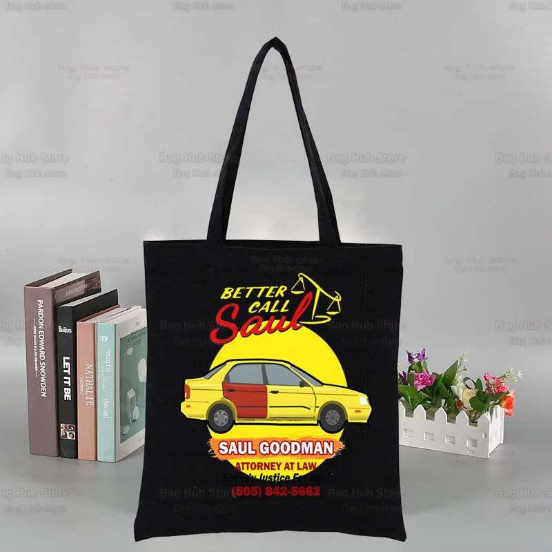 Better Call Saul Breaking Custom Tote Bag Shopping Original Design Black Unisex Travel Canvas Bags Eco Foldable Shopper Bag