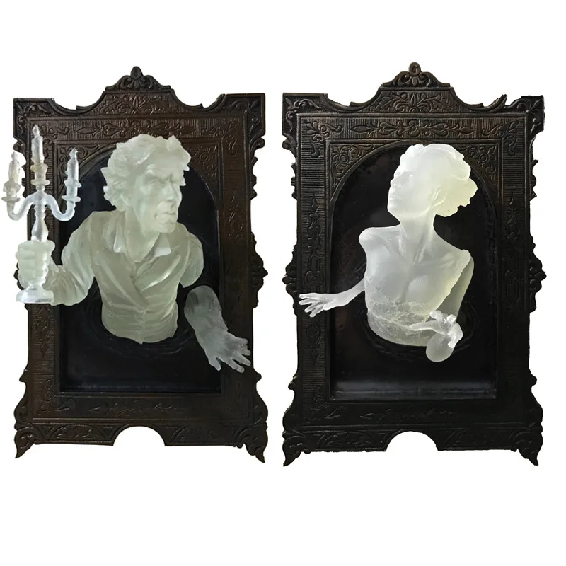 Gothic Ghost Wall Decor Haunted Portrait Resin Sculpture Halloween Home Decoration Spooky Vintage Ornament