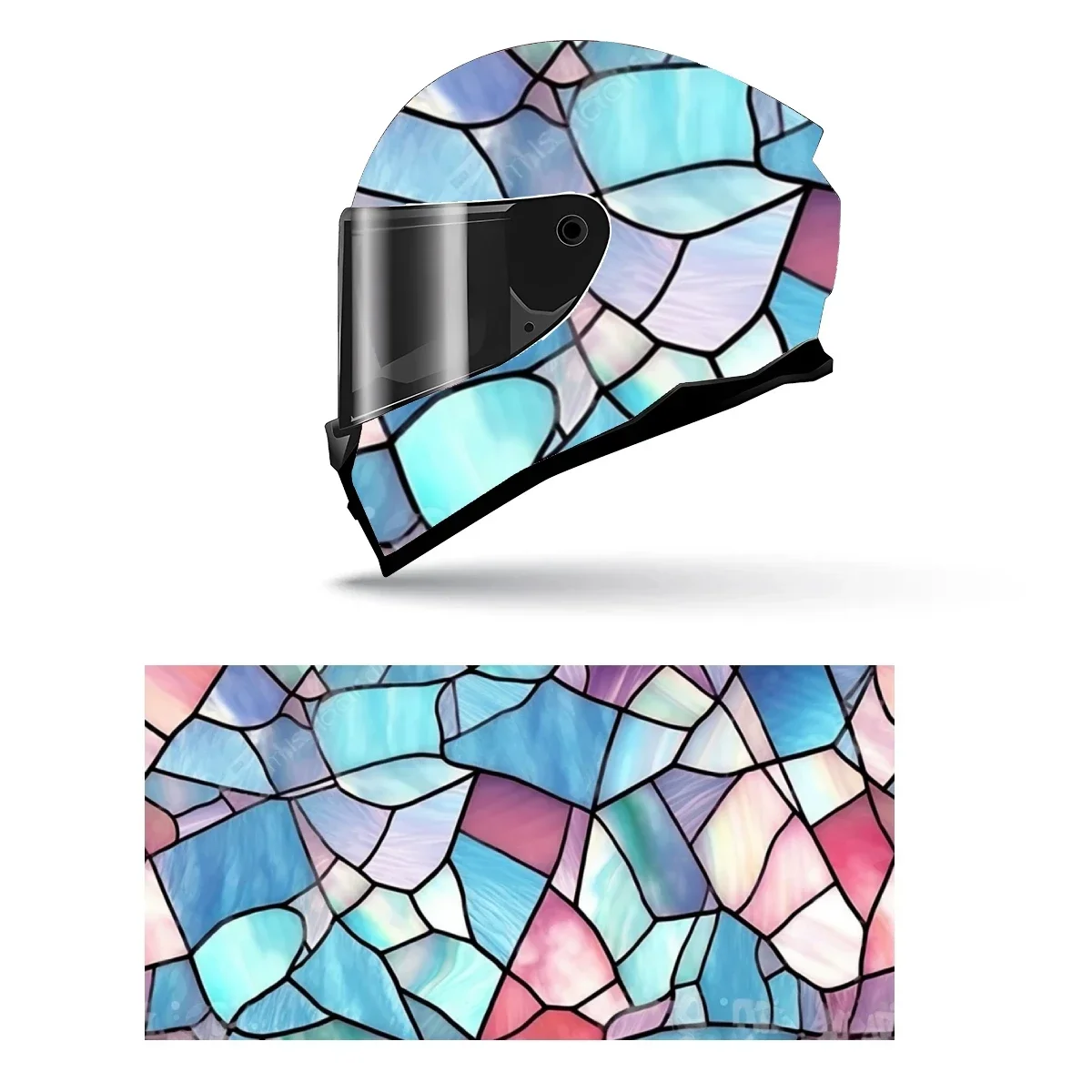 

Mixed Colorful Mosaic Full Helmet Wrap Sticker Motorcycle Helmet Racing Graphic Decal Vinyl Wrap Helmet Decorative Sticker