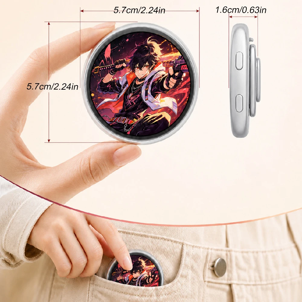Digital LED Badge Pin – Dynamic Touch Screen Customizable Anime Button,Electronic Ita Bag Accessory for Cosplay,Parties&Concerts
