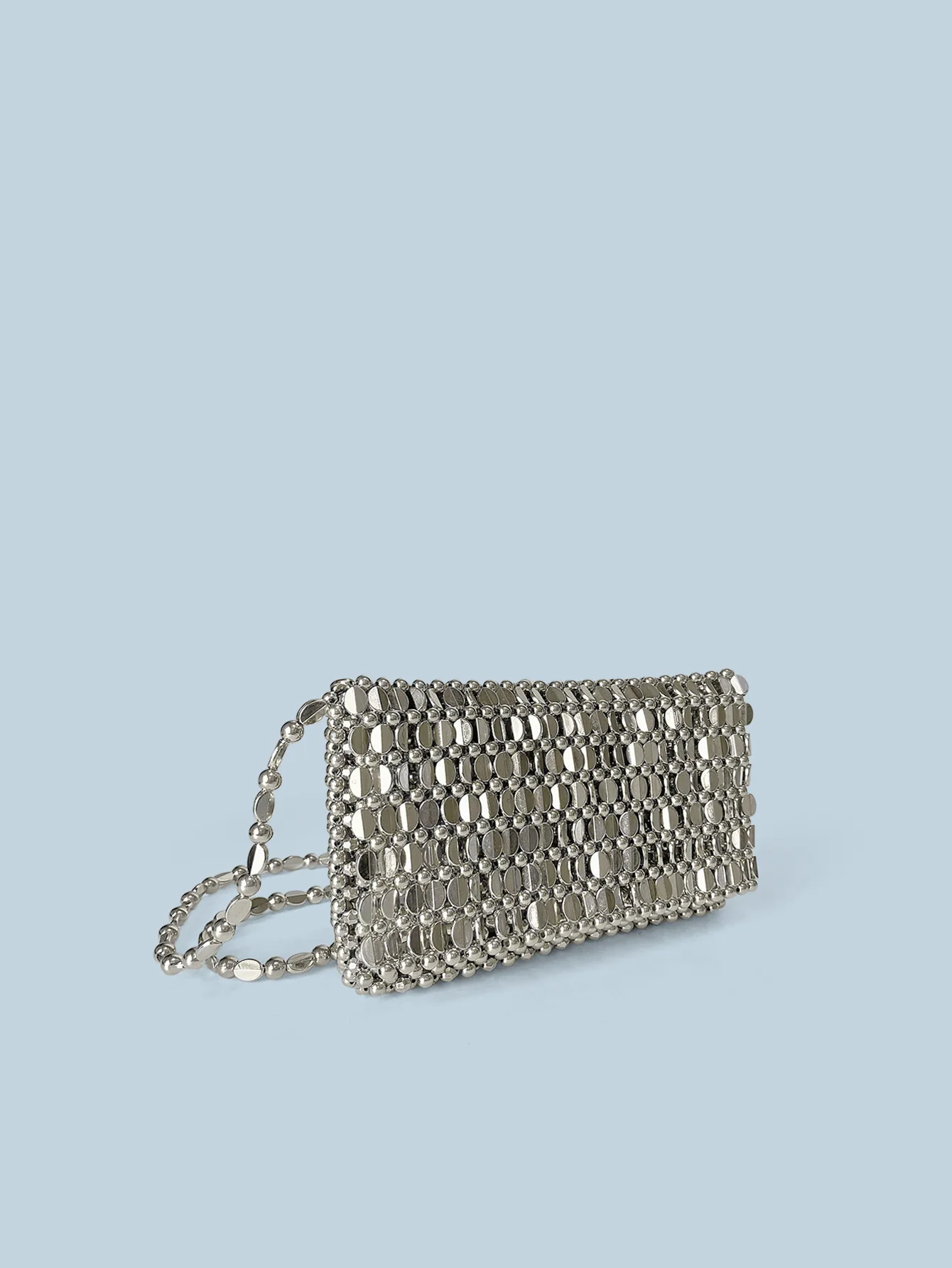 Summer New Blingbling Retro Silver Hollow Design Handmade Beaded Flip Phone Bag - Image 2