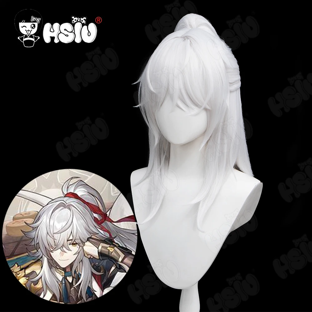 

Jing Yuan Cosplay Wig Fiber synthetic wig Game Honkai Star Rail cosplay Wig「HSIU 」Silver gray ponytail long hair+Wig Cap