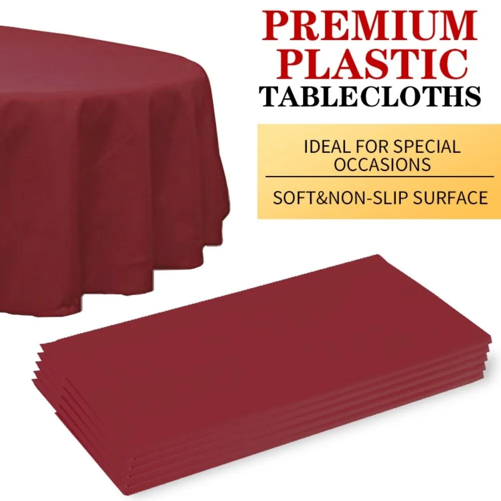 

10pcs Universal 84 In Disposable Tablecloth Elastic PEVA Plastic Table Covers Printed Waterproof Round Tablecloths Party Wedding