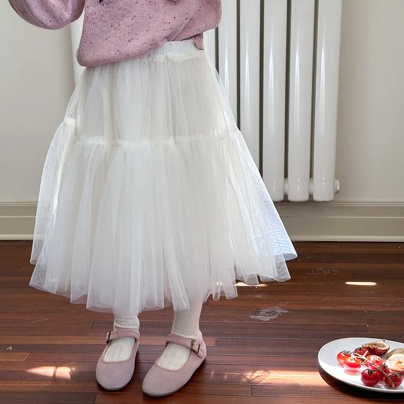 

Skirt Puffy Hem Gentle Fairy Spirit Fashionable Sweet Child Comfortable New Model Solid Color Soft Cotton Autumn Spring